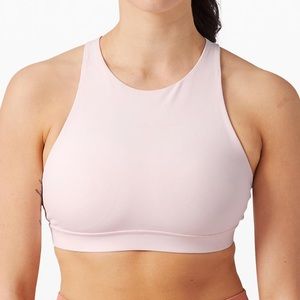 Lululemon high neck energy bra, pink glow, size 10